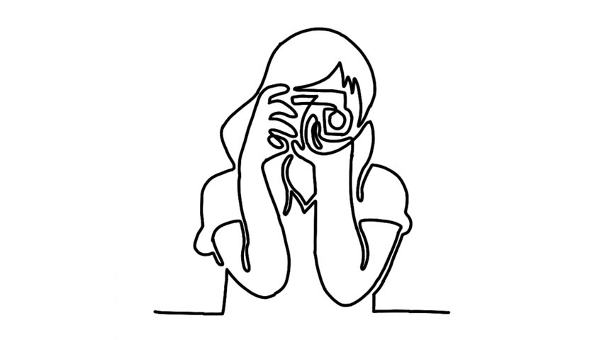 continuous line animation of photographer