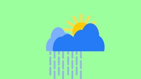 Minimalist half sunny and rain weather icon animation loop on bright green scree - Powered by Shutterstock - Get 15% off with code: PIKWIZARD15