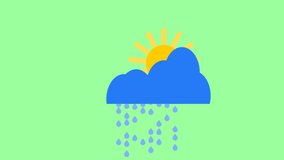 Minimalist half sunny and rain weather icon animation loop on bright green scree - Powered by Shutterstock - Get 15% off with code: PIKWIZARD15