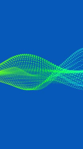 Animation of green and blue floating network over white stars turning on blue backgound. Network, connection, data, processing and communication, digitally generated video.
