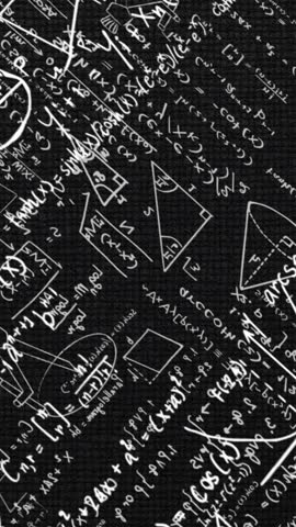 Mathematical equations and geometric shapes animation over black background. Mathematics, algebra, geometry, science, academic, concept