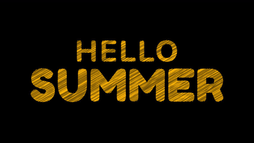 Hello Summer doodle yellow text with scribble animation on alpha channel. Perfect for summer related motion graphic designs.