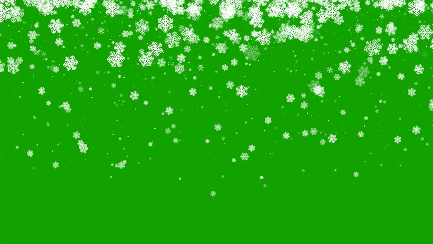  Snow flakes falling on green screen holiday animation. Winter snow chroma key for christmas edits and seasonal visuals.