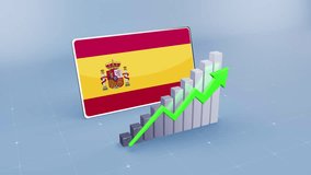 Spain Flag with Upward Trend Bar Chart and Green Arrow - Powered by Shutterstock - Get 15% off with code: PIKWIZARD15