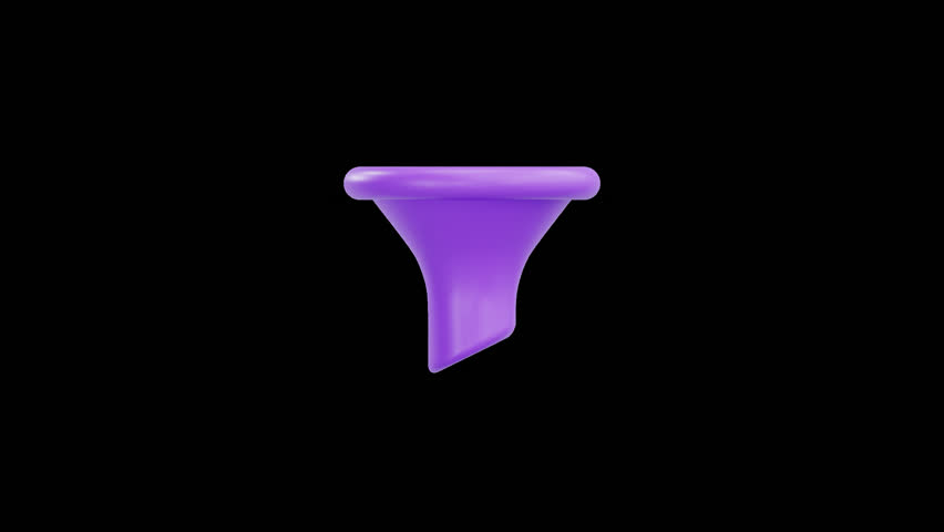 3D Sales Funnel Lead Conversion and Profit Animation, Alpha Channel