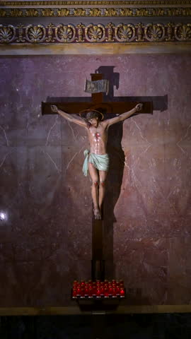 A depiction of Christ hanging within a Gozo church, capturing faith, devotion, and the profound spiritual artistry of Maltese religious tradition.