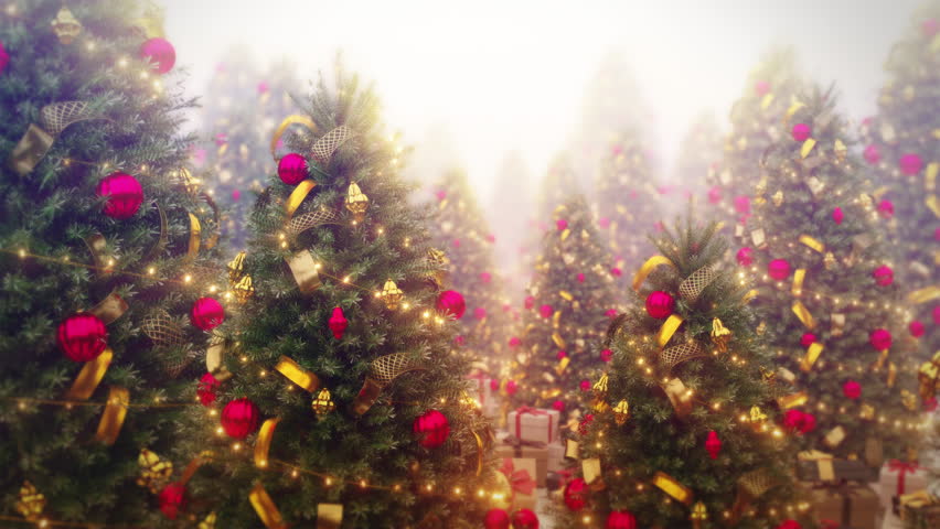 Christmas Tree and Gift Box Alpha Loop. 3D rendering. A continuous loop featuring a festive Christmas tree surrounded by gift boxes on a transparent background.