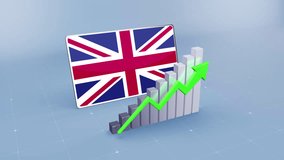 United Kingdom Flag with Upward Trend Bar Chart and Green Arrow - Powered by Shutterstock - Get 15% off with code: PIKWIZARD15
