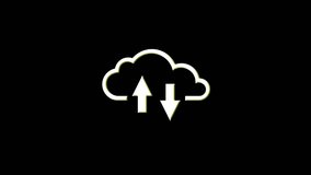 Cloud server computing and data storage symbol with glitch noise effect. Abstract icon error screen style looped and seamless animation. - Powered by Shutterstock - Get 15% off with code: PIKWIZARD15