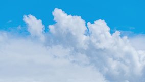 Dramatic white cumulus clouds drifting across bright blue sky in real time lapse footage, perfect for weather and nature projects after rainy day clearing. - Powered by Shutterstock - Get 15% off with code: PIKWIZARD15