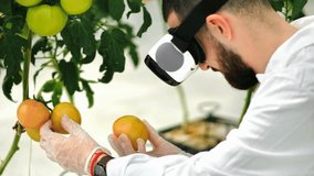 Laboratory technician in a white coat using a VR headset to analyze test results, blending science, technology, and innovation. - Powered by Shutterstock - Get 15% off with code: PIKWIZARD15