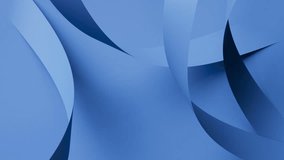 Multiple blue ribbons of paper sway and curl in parallel, creating rhythmic shadows and depth. Seamless abstract loop for brand visuals. 3d render animation. - Powered by Shutterstock - Get 15% off with code: PIKWIZARD15