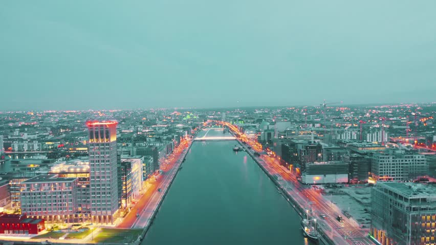 Spectacular aerial flight through Dublin