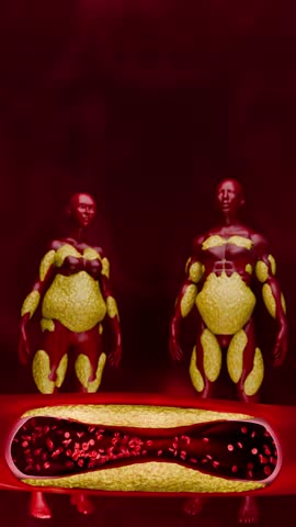 Fat Distribution in Human Body Focused on Visceral and Subcutaneous Areas for Medical and Fitness Illustration 3D Rendering
