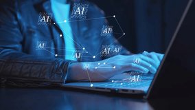 Human-AI collaboration integrating Artificial Intelligence AI into business operations, data analysis, managing, programming, chatbot support developing interacting network of virtual AI nodes - Powered by Shutterstock - Get 15% off with code: PIKWIZARD15