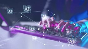 Human-AI collaboration integrating Artificial Intelligence AI into business operations, data analysis, managing, programming, chatbot support developing interacting network of virtual AI nodes - Powered by Shutterstock - Get 15% off with code: PIKWIZARD15