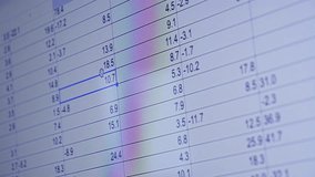 A digital spreadsheet accounting for profits and cash outflows for various stocks An analyst reviews spreadsheets with coefficient calculations. High quality 4k footage - Powered by Shutterstock - Get 15% off with code: PIKWIZARD15