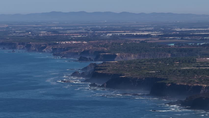 Coastline of Portugal and inland landscape