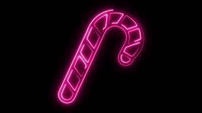 Bright pink neon candy cane glows against a black backdrop, creating a festive and modern holiday vibe. Ideal for Christmas designs and seasonal promotions. - Powered by Shutterstock - Get 15% off with code: PIKWIZARD15