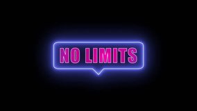 Glowing neon sign "no limits" in a speech bubble, an abstract, motivational text graphic for gaming and challenge themes. - Powered by Shutterstock - Get 15% off with code: PIKWIZARD15
