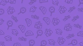 Seamless pattern featuring educational icons, ideal for schoolrelated designs. Bright purple background adds a fun touch to your projects. - Powered by Shutterstock - Get 15% off with code: PIKWIZARD15