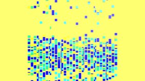 Abstract background of falling and rising colored blocks on a vibrant yellow backdrop. Dynamic motion graphic representing data, pixelation, glitch, or a digital rain effect with copy space. - Powered by Shutterstock - Get 15% off with code: PIKWIZARD15