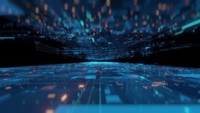 Futuristic digital data network background. Glowing blue, orange lines, dots, abstract geometric shapes. Represents technology, AI, big data, innovation, connectivity. - Powered by Shutterstock - Get 15% off with code: PIKWIZARD15