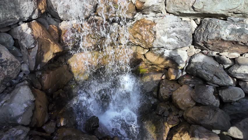Waterfall in the Japanese Garden in Galitsky Park, Krasnodar