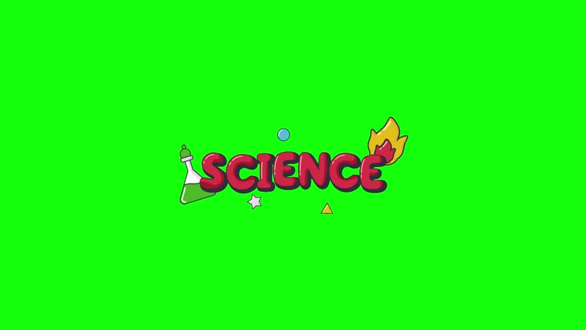 Science-themed text and icons animate into frame with dynamic motion on a green screen, perfect for educational intros. - Powered by Shutterstock - Get 15% off with code: PIKWIZARD15