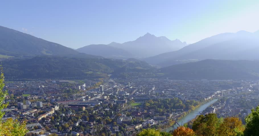 View from the Hungerburg overlooking the Inn Valley and Innsbruck, Tyrol, Austria, Europe