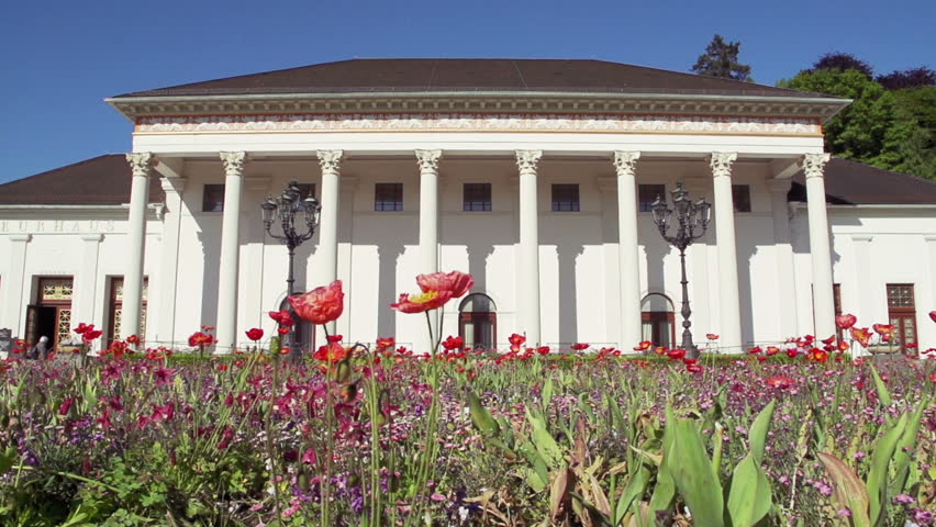 Flowerbed in front of the historic building.