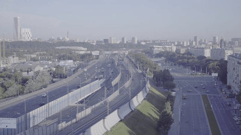 Drone Aerial View of Moscow Third Ring Road and Khamovnichesky Val