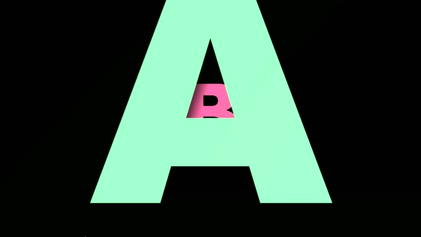 Dynamic and colorful alphabet animation with large, stylized, overlapping letters (A-Z) on a black background. Modern abstract transition effect for titles, logos, and typography projects.