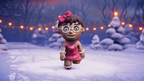 Cheerful Gingerbread Girl Dancing in a Magical Winter Wonderland. Animated video for holiday cards, festive events, and New Year's parties. - Powered by Shutterstock - Get 15% off with code: PIKWIZARD15