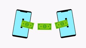 Money transfer concept with two smartphones showing electronic payment. Perfect for finance, technology, digital transactions, banking, and mobile payment themes. - Powered by Shutterstock - Get 15% off with code: PIKWIZARD15