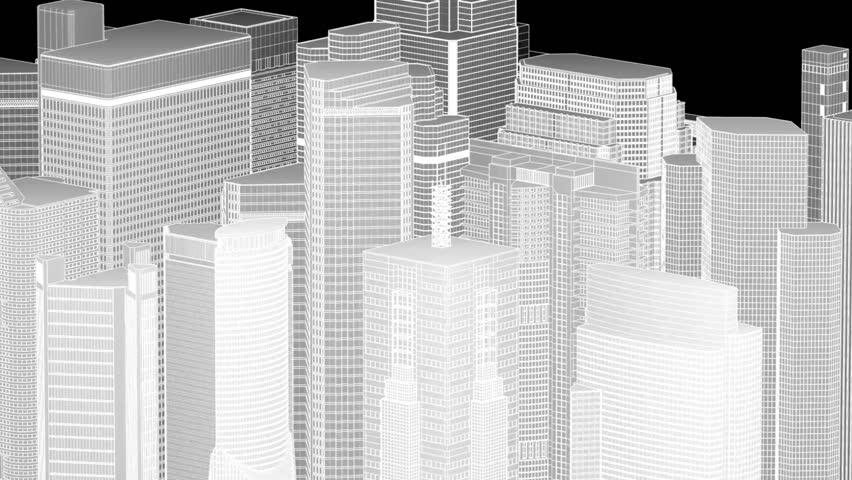 Modern city skyline with towering skyscrapers in a financial district, perfect for illustrating urban growth and business