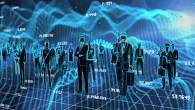 Dynamic digital business professionals analyze glowing financial data streams in a futuristic abstract network, representing growth and innovation. - Powered by Shutterstock - Get 15% off with code: PIKWIZARD15