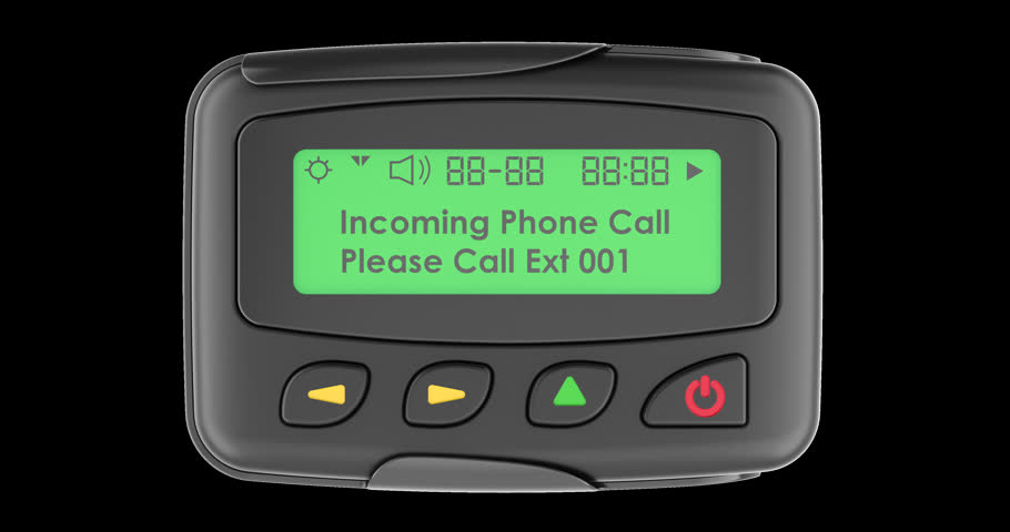Vintage Pager, Beeper rotation animation seamlessly loopable. 3D rendering isolated on transparent background