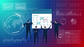 Business planning and schedule management illustration team of professionals pointing at calendar important deadlines meetings and strategic planning - Powered by Shutterstock - Get 15% off with code: PIKWIZARD15