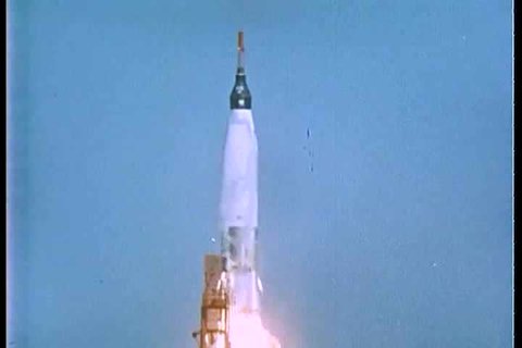 1960s - The dramatic countdown to the launch of the Friendship 7 rocket of the Mercury Project.