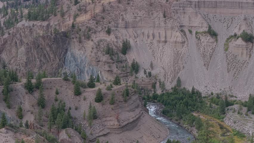 Stunning River Flowing Through a Canyon Landscape in British Columbia, Canada