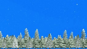 3D Animation of a Snow-Covered Pine Forest with gently Falling Snowflakes on a Blue Screen Background. The Atmosphere of Winter, ideal for use in Christmas, Holiday, or Seasonal Video - Powered by Shutterstock - Get 15% off with code: PIKWIZARD15