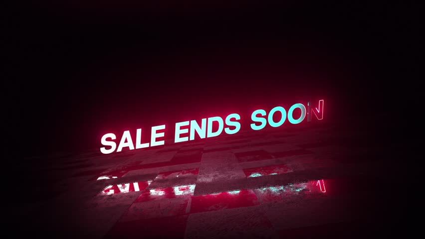 Sale Ends Soon Text Animation, Glowing Neon Style, Promo Advertisement, 4K