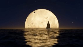 The moon slowly rises over the sea at night - Powered by Shutterstock - Get 15% off with code: PIKWIZARD15