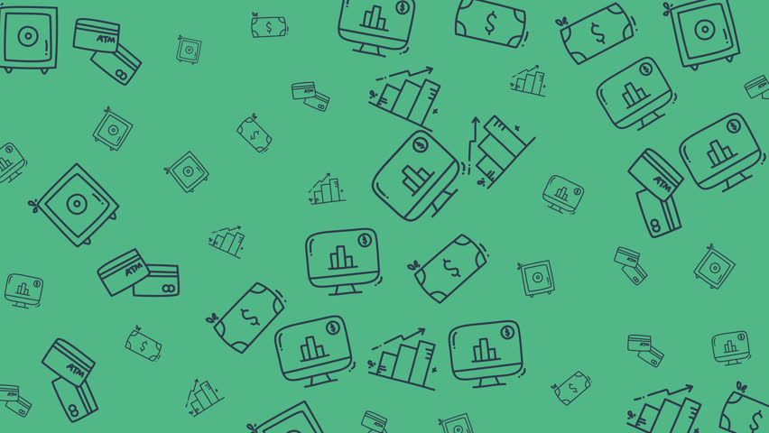 Digital Banking and Financial Security Seamless Video Background: Dynamic Motion Graphics of Safe Box, Bar Chart, ATM Machine, and Investment Monitor Icons for Fintech, Data Analysis, and Modern - Powered by Shutterstock - Get 15% off with code: PIKWIZARD15