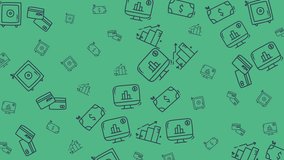 Digital Banking and Financial Security Seamless Video Background: Dynamic Motion Graphics of Safe Box, Bar Chart, ATM Machine, and Investment Monitor Icons for Fintech, Data Analysis, and Modern - Powered by Shutterstock - Get 15% off with code: PIKWIZARD15