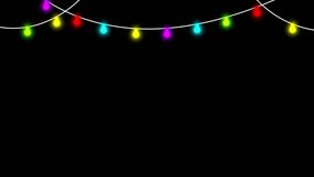Vibrant Multicolor String Lights Hanging on Pure Black Screen - Powered by Shutterstock - Get 15% off with code: PIKWIZARD15