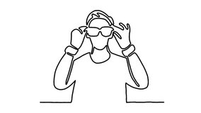 continuous line animation of man wear sunglasses - Powered by Shutterstock - Get 15% off with code: PIKWIZARD15