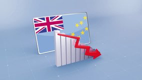 Tuvalu Flag and Bar Chart Graph Showing Decreasing Values a Red Arrow Economic Crisis Concept - Powered by Shutterstock - Get 15% off with code: PIKWIZARD15