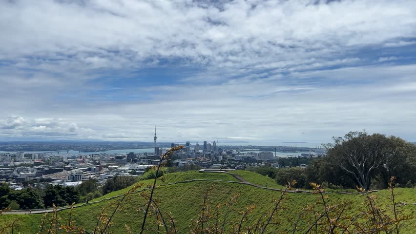 B-roll over Auckland city with a beautiful sky above